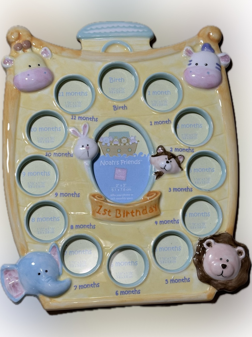 Russ Noah’s Friends 1st Year Photo Frame with Pastel Animal Accents - Picture 2 of 7